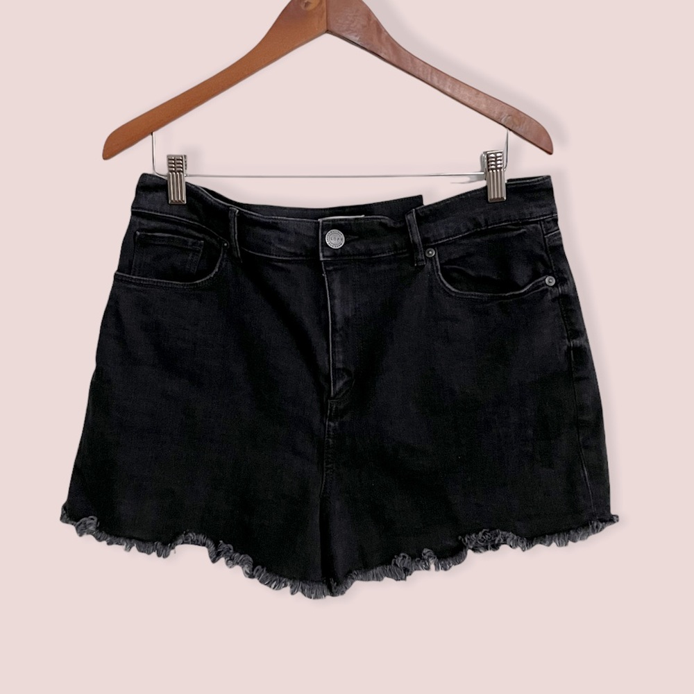 Black denim jeans distressed LOFT raw hem NWT